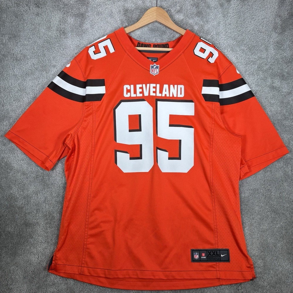 Nike Myles Garrett Cleveland Browns #95 Jersey Mens 2XL Orange NFL On Field